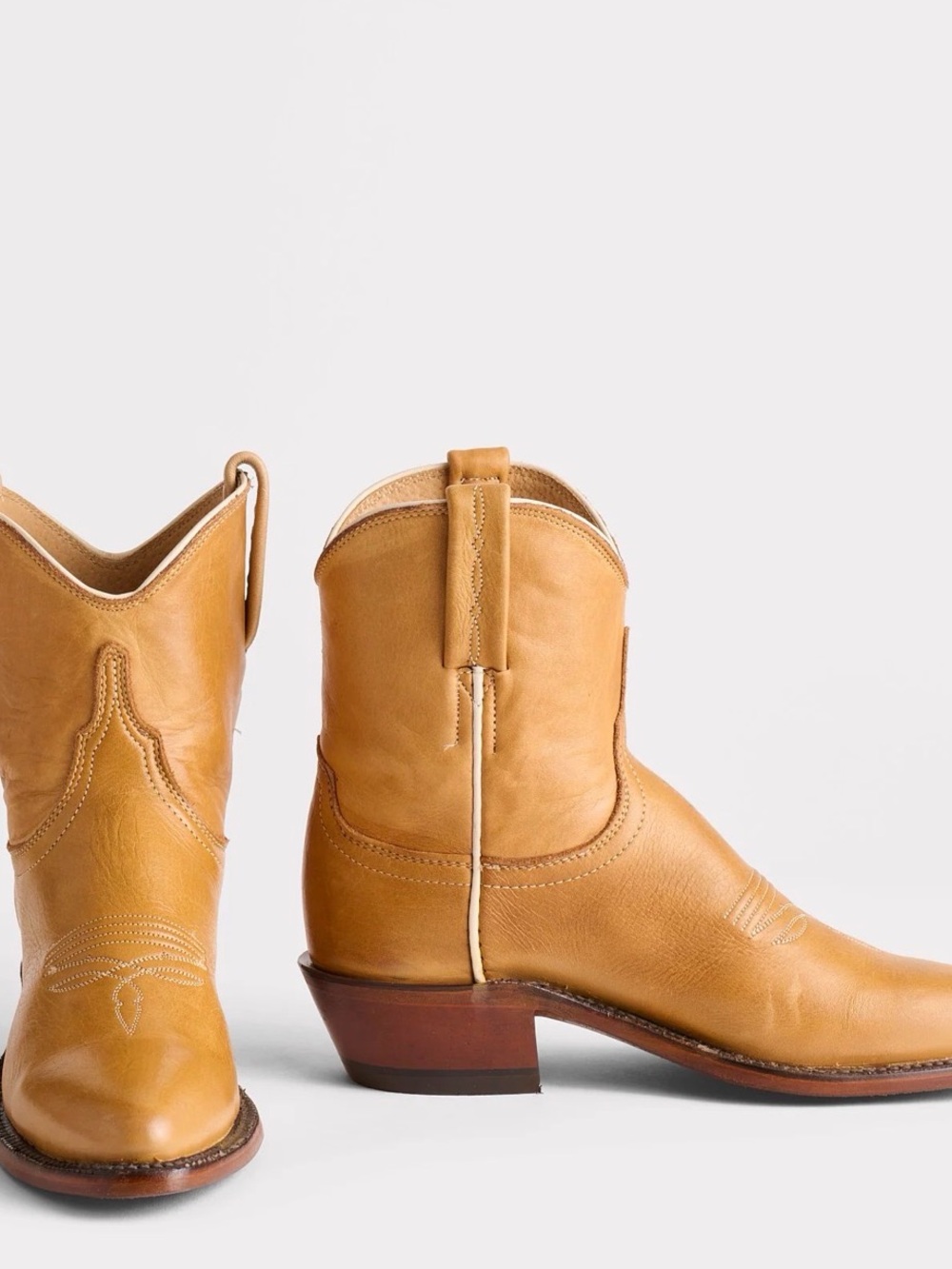 Lucchese Tan Gaby Leather Western Ankle Booties